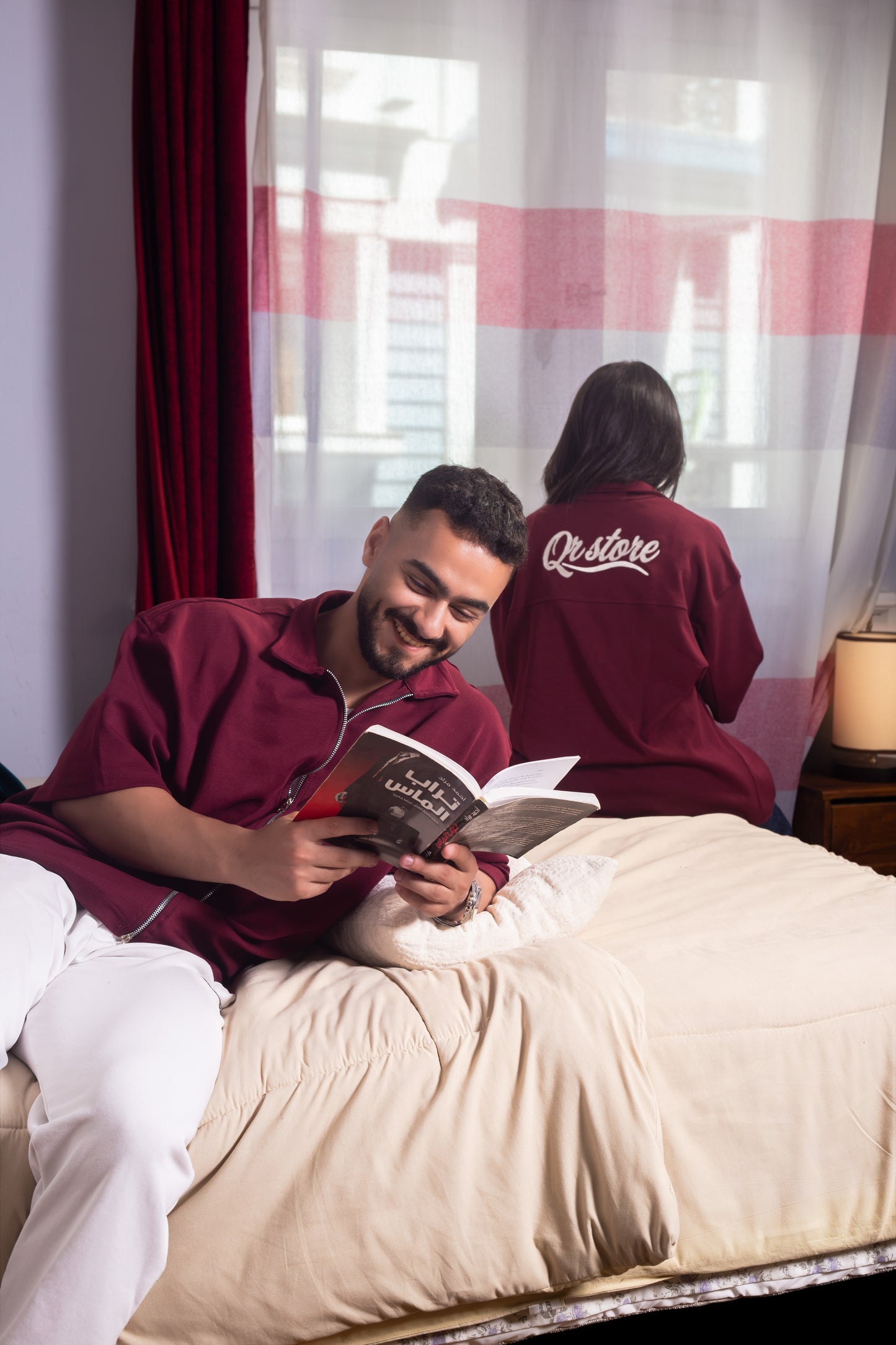 The Essential burgandy Zip Polo