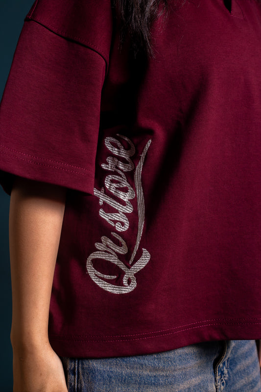 Burgundy Oversized Polo