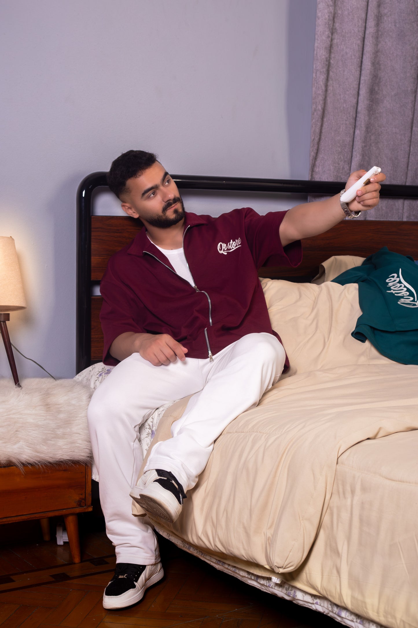 The Essential burgandy Zip Polo