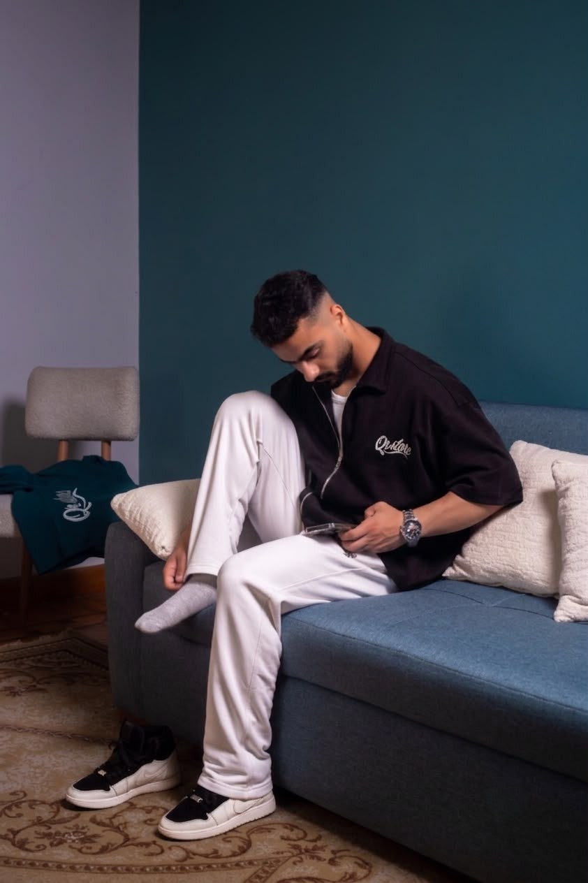 The Essential  black Zip Polo
